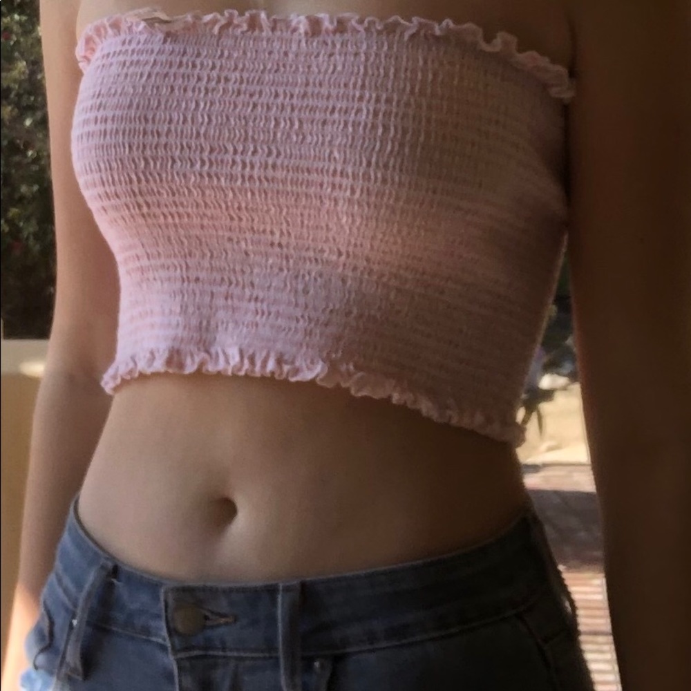 pink crop top